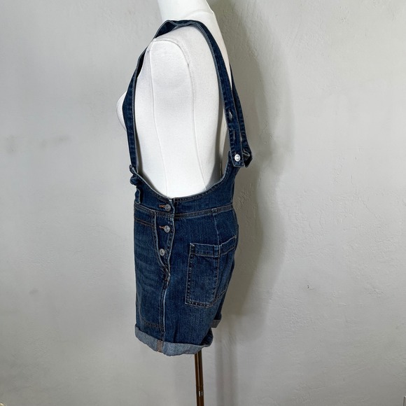 PILCRO Anthropologie Denim Overalls Shorts Medium Wash Jumper‎ Suspender Size 27 - Picture 2 of 9